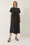 Women's Black Short Sleeve Asymmetrical Stitching Detailed Pocketed Summer Modal Dress 60283187 - 7