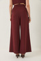 Women's Burgundy Double Breasted Collar Waist Tie Lined Vest Pleated Loose Trousers Suit 9306 60281025 - 8
