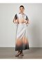 Gradient Patterned Satin Skirt with Tie Detail - Gradient Patterned - Refka