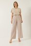 Women's Beige High Waist Pencil Detailed Accessory Detailed Hidden Zipper Loose Classic Trousers 80170 60283198 - 2