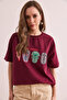 Women's Burgundy Aztec Figured Comfortable Fit 2 Thread T-Shirt Tsh- 19000876 - 3