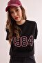 Women's Black 1984 Printed Comfortable Fit 2-Strap T-Shirt Tsh-19000875 - 4