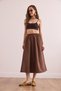 Women's Brown Elastic Waist Parachute Bell Skirt Etk- 19000280 - 3