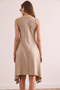 Women's Beige Soft Textured Sleeveless Bell Dress Elb- 19002376 - 6