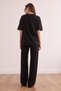 Women's Black Bottom Pocket Pants Top T-Shirt Set Tkm- 19000374 - 7