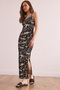 Women's Black Maxi Knitted Dress with Side Slits and Straps Elb- 19002377