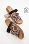 Beige Lepaor-Black Genuine Leather Women's Slippers 20525