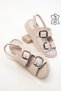 Beige Genuine Leather Women's Sandals 20530