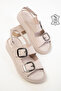 Beige Genuine Leather Women's Sandals 20530 - 3