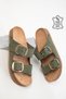 Green Genuine Leather Women's Slippers 20527 - 4