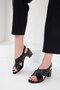 Black Genuine Leather Women's Classic Heeled Shoes 20546 - 5