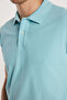 Men's Slim Fit Slim Fit 100% Cotton Blue Polo Neck T-Shirt - 3