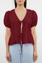 Bordo Bağlamalı Dokuma Gömlek TWOSS24GO00237 - 4