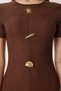 Women's Brown Ribbed Knitted Dress with Gold Accessories Zh00045 - 4