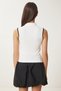 Women Bone Contrast Color Zipper Knitted Blouse Kh00093 - 5