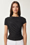 Women's Black Draped Detailed Sandy Knitted Blouse Li̇00115 - 4