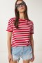 Women's Red White Striped Seasonal Knitwear Blouse Yy00233 - 3