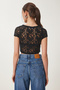 Women's Black Lace Stretchy Crop Blouse Kh00094 - 5