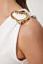 Women's Bone Single Shoulder Buckle Ribbed Crop Blouse Kh00096 - 4