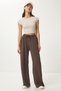 Women's Brown Wide Leg Modal Sweatpants Ub00361 - 2