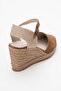 Si̇nta Tan Suede Leather Women's Wedge Heeled Sandals - 5