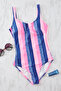 Striped Backless U-Neck Covered Regular Swimsuit Tbess25Ma00126 - 5