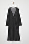 Siyah Örme Cut Out Detaylı Maxi Plaj Elbise TBESS25EL00116 - 7