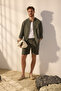 Haki %100 Keten Oversize Fit Gömlek TMNSS25GO00058