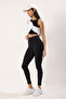 Siyah Fitilli Tam Boy Örme Spor Tayt THMSS25TY00022