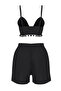 Black Woven Pompom Beach Blouse-Shorts Set Tbess25Au00065 - 6