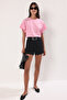 Pembe  %100 Pamuk Fırfır Detaylı Basic Bisiklet Yaka Örme T-Shirt TWOSS22TS2429 - 2