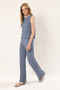 Indigo Dokulu Bluz-Pantolon Örme Alt-Üst Takım TWOSS24AU00032 - 2