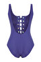 Blue Eyelet Detailed U-Neck Covered Regular Swimsuit Tbess20Ma0137 - 7