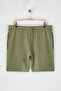 Khaki Oversize/Wide Cut Washed/Aged Look 100% Cotton Shorts & Bermuda Tmnss25Sr00046 - 8