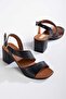 Black Women's Sandals Heel Sandals Evening Dress Sandals - 6
