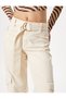 Cargo Jeans Wide Leg High Waist Belt Detailed Pocket - Nora Jean - 5