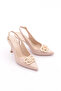 Women's Pointed Toe Buckle Heeled Shoes Beige 61523534 - 2