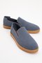 Mira Men's Blue Leather Powder Elastic Loafer Shoes