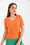 Women's V-Neck Orange Knitwear
