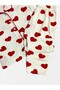 Girl's 100% Cotton White Heart Patterned Shirt Collar Buttoned Long Sleeve Seasonal Pajama Set - 4