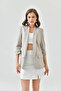 Women's Stone Striped Sleeve Gathered Blazer Jacket - 2