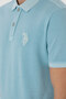 Men's Slim Fit Polo Neck Light Blue Washed Basic T-Shirt 50298053-Vr007 - 7