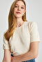 Women's Crew Neck Short Sleeve Knitwear Blouse - 3