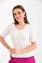 Women's V-Neck White Knitwear - 2