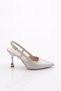 Women's Pointed Toe Heeled Shoes Silver 61323534