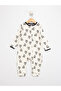 100% Cotton Patterned Black-Navy Blue 3-Piece Baby Romper Without Booties - 4