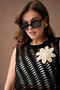 Women's Crew Neck Openwork Sleeveless Knitwear Blouse