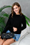 Women's Crew Neck Openwork Knitwear Sweater