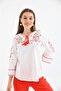 Crew Neck Tie-Detail Ethnic Embroidered Blouse - 7