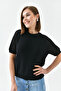 Women's Black Openwork Seasonal Knitwear Sweater - 4